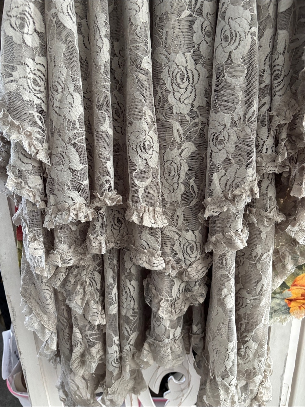 Boho Tiered Lace Maxi Skirt in Taupe - Picture 3 of 7